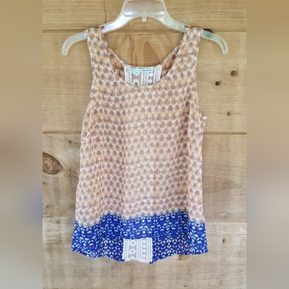 Maurices flowy tank - peach and blue